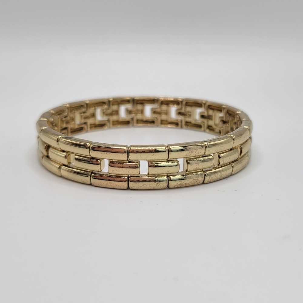 Goldtone Bricks Stretch Bracelet